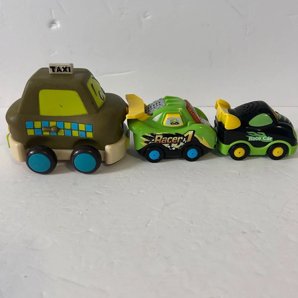 VTech Go Go Smart Wheels Race Cars and B.Toys Taxi Vehicle Lot of 3 Toddler Toys
